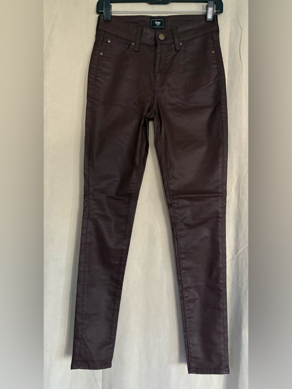 GAP Faux Leather Pants in Deep Plum
